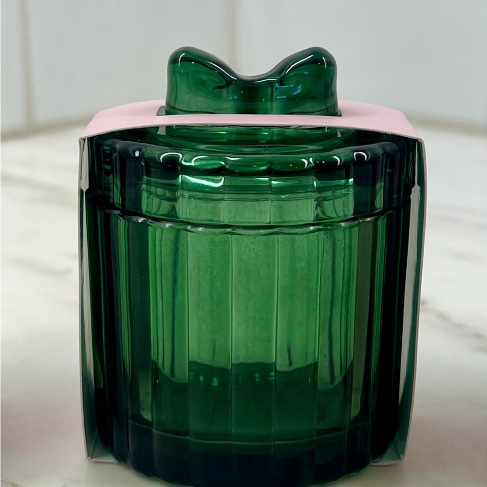 TARGET Bullseye Playground  🦠 GREEN Tinted Glass Jar Box with Bow lid NWT🦠
